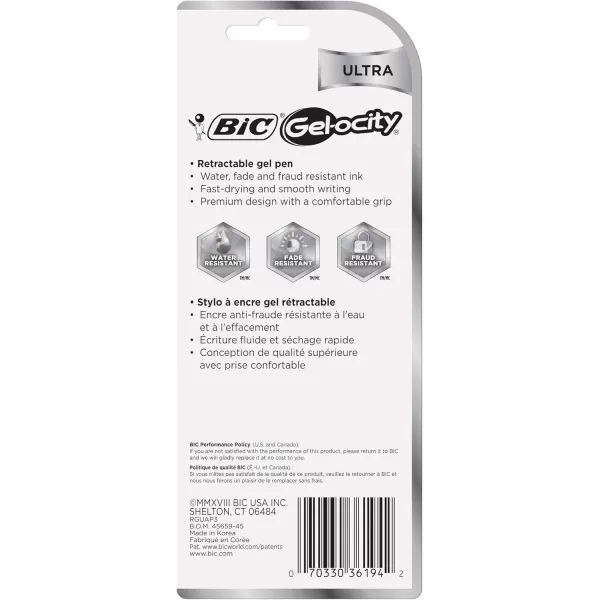 BIC Gelocity Ultra Retractable Gel Pen Medium Point 07mm Assorted Colors Premium Design ampamp Comfortable Grip 3CountFashion