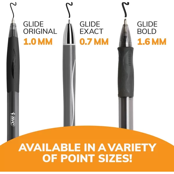 BIC Glide Bold Black Ballpoint Pens Bold Point 16mm 12Count Pack Retractable Ballpoint Pens With Comfortable Full Grip