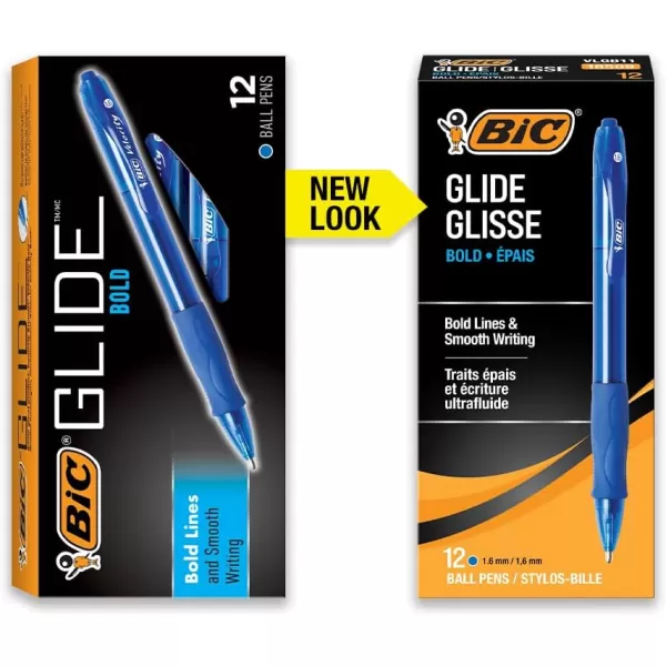 BIC Glide Velocity Bold Ballpoint Pens Bold Point 16 mm Blue Ink Pens Translucent Barrel 36Count Pack VLGB361BLUBlue