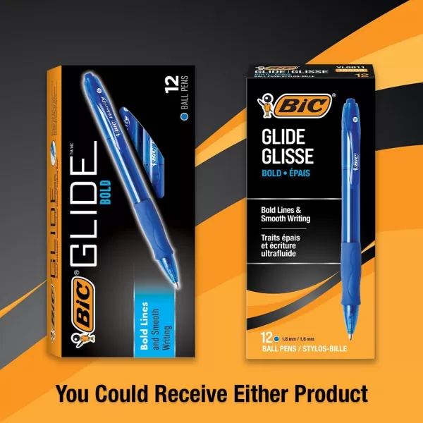 BIC Glide Velocity Bold Ballpoint Pens Bold Point 16 mm Blue Ink Pens Translucent Barrel 36Count Pack VLGB361BLUBlue