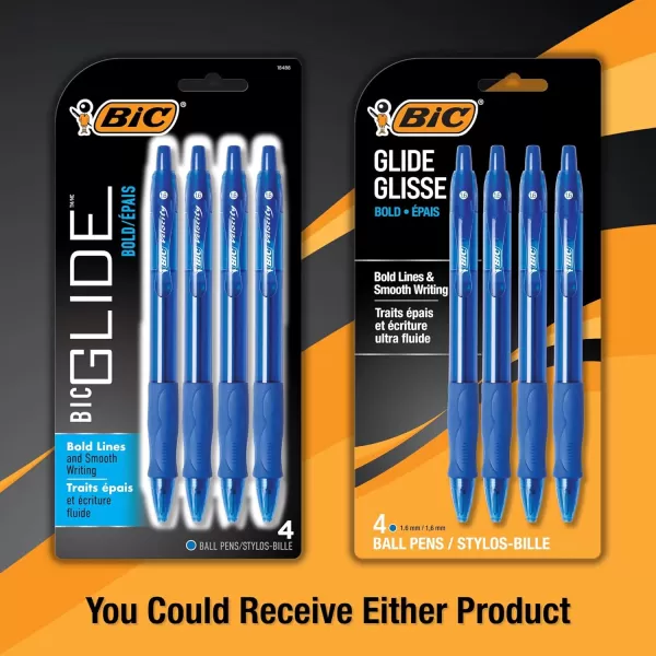 BIC Glide Velocity Bold Ballpoint Pens Bold Point 16 mm Blue Ink Pens Translucent Barrel 36Count Pack VLGB361BLUBlue