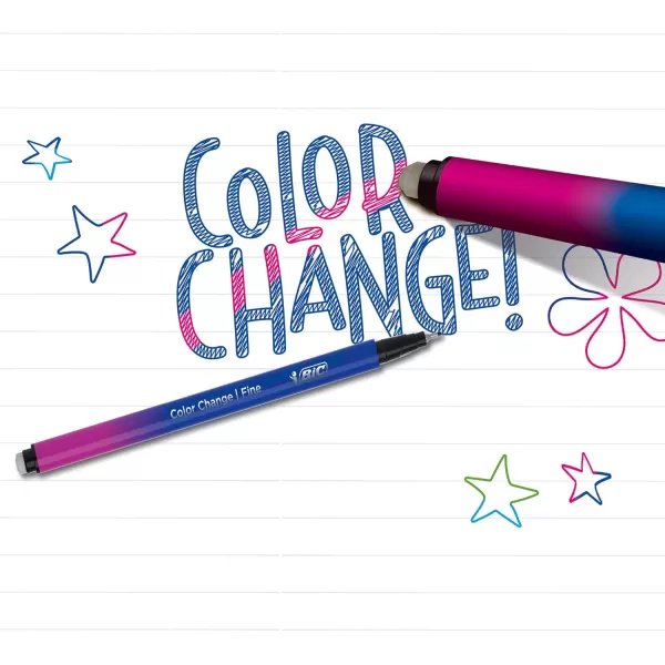 BIC Intensity 12Pack Color Change 04mm Fine Tip Felt Pen with a Unique ColorChanging Technology for Crative Writing