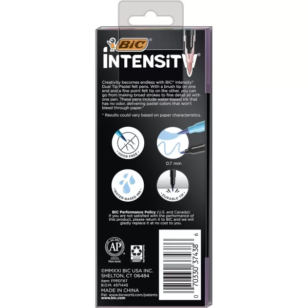 BIC Intensity 12Pack DualTip Coloring Felt Pens with 07mm Fine Tip and Flexible Brush in Pastel Tones6 Count Pack of 1