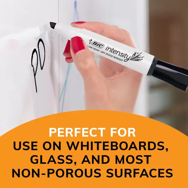 BIC Intensity Black Low Odor Dry Erase Markers Chisel Tip 12Count Pack of Erasable Markers With LowOdor Ink for a Pleasant Writing Experience12 Count Pack of 1