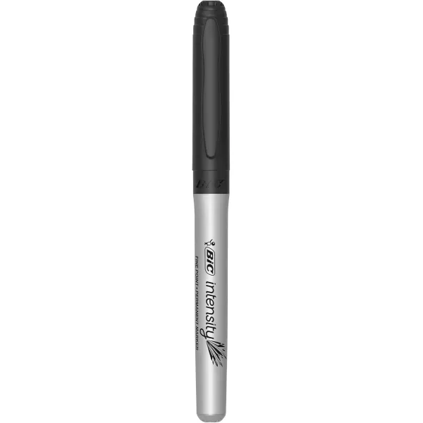 BIC Intensity Black Permanent Markers Fine Point 24Count Pack of Black Markers With NonSlip Grip for Comfort and Control