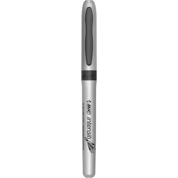 BIC Intensity Black Permanent Markers Ultra Fine Point 12Count Pack of Black Markers With NonSlip Grip for Comfort and Control