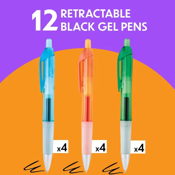 BIC Intensity Clic Black Gel Pens Medium Point 07mm 12Count Pack Retractable Gel Pens With Comfortable Grip packaging may vary