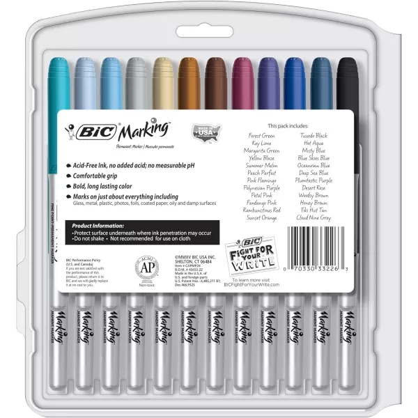 BIC Intensity Fashion Permanent Markers Fine Point Assorted Colors 24Count packaging may vary