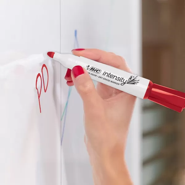 BIC Intensity Low Odor Dry Erase Marker 12 Pack Chisel Tip Red Erases Cleanly NonToxic Markers