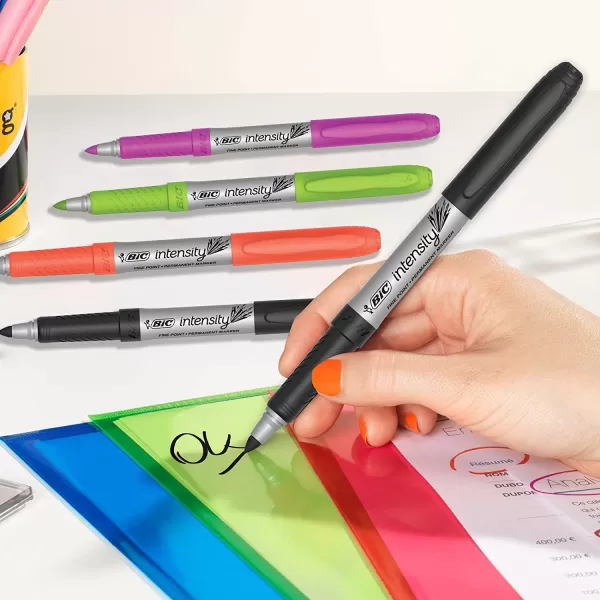 BIC Intensity Permanent Markers Fine Point Black Vibrant ampamp LongLasting 36Count