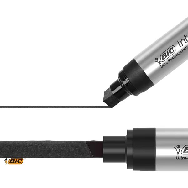 BIC Intensity Pro XL Permanent Marker Extra Large Chisel Tip Black 12 Count