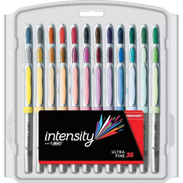 BIC Intensity Ultra Fine Tip Permanent Markers 36Count Permanent Marker Set in Assorted Fashion Colors Cool Art Supplies for Teens and Adults36 Count Pack of 1