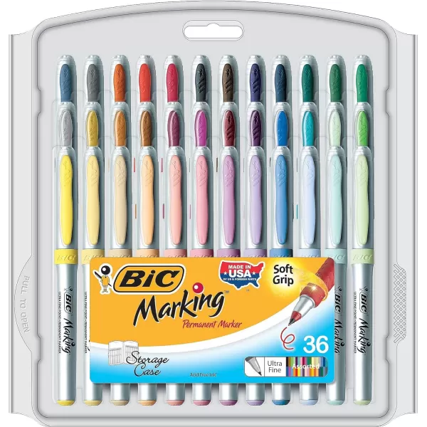 BIC Intensity Ultra Fine Tip Permanent Markers 36Count Permanent Marker Set in Assorted Fashion Colors Cool Art Supplies for Teens and Adults36 Count Pack of 1