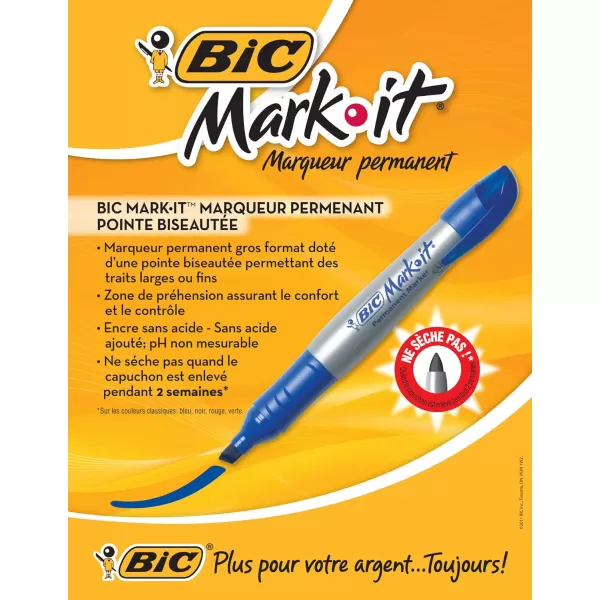 BIC Marking Permanent Marker Chisel Tip Black 12CountBlack