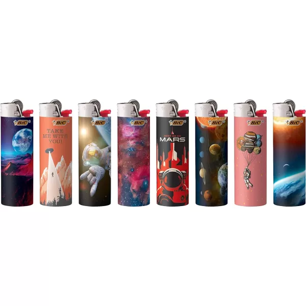 BIC Maxi Pocket Lighter Special Edition Party Animal Collection Assorted Unique Lighter Designs 8 Count Pack of LightersOut of This World