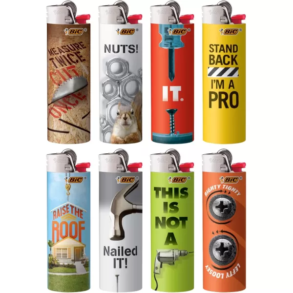 BIC Maxi Pocket Lighter Special Edition Shop Talk Collection Assorted Unique Lighter Designs 8 Count Pack of Lighters