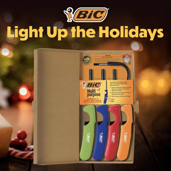 BIC MultiPurpose Classic and Flex Wand Candle Lighters Assorted Colors Reliable and Safe For Fireplaces Campfires and More Utility Lighter 4Count