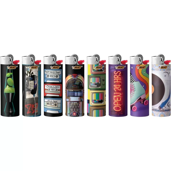 BIC Pocket Lighter Special Edition Americana Collection Assorted Unique Lighter Designs 8 Count Pack of LightersNostalgia