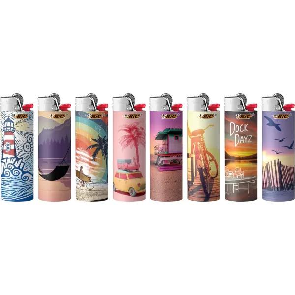 BIC Pocket Lighter Special Edition Americana Collection Assorted Unique Lighter Designs 8 Count Pack of LightersVacation