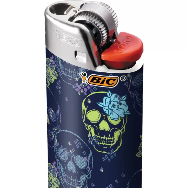BIC Pocket Lighter Special Edition Holiday Collection Assorted Unique Lighter Designs 8 Count Pack of Lighters Perfect Stocking StufferSkulls