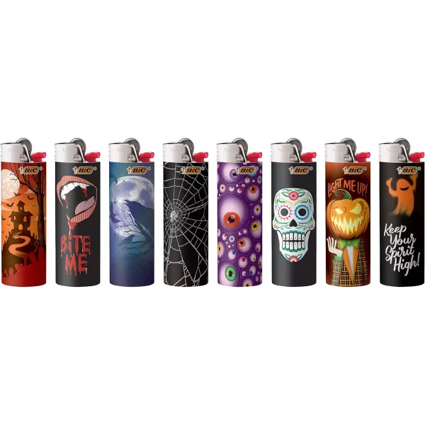 BIC Pocket Lighter Special Edition Holiday Collection Assorted Unique Lighter Designs 8 Count Pack of Lighters Perfect Stocking StufferSpooky