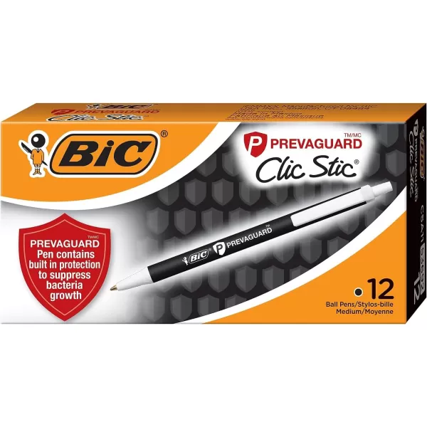BIC PrevaGuard Clic Stic Ballpoint Pen Contains Builtin Protection On the Pen To Suppress Bacteria Growth 12CountBlack