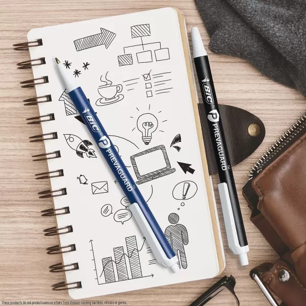 BIC PrevaGuard Clic Stic Ballpoint Pen Contains Builtin Protection On the Pen To Suppress Bacteria Growth 12CountBlack