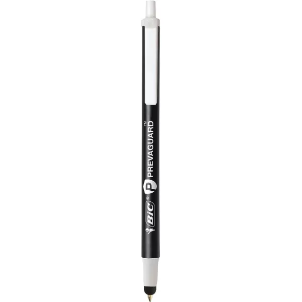 BIC PrevaGuard Clic Stic Ballpoint Pen ampamp Stylus With Builtin Protection To Suppress Bacteria Growth Medium Point 10mm Black 12Count