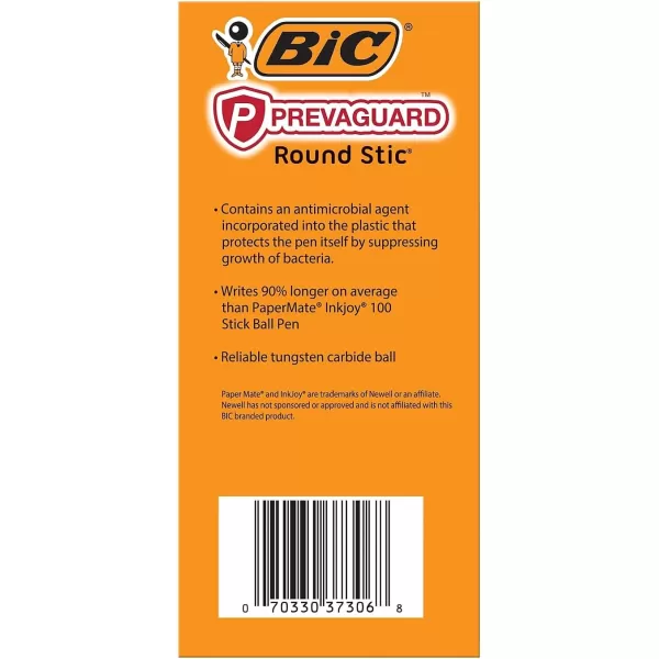 BIC PrevaGuard Round Stic Ballpoint Pen With Builtin Protection To Suppress Bacteria Growth Medium Point 10 mm Black 60Count60 Count Pack of 1