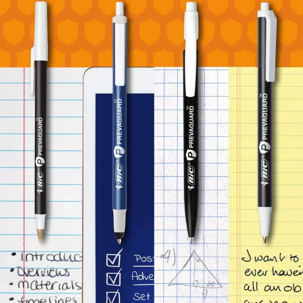 BIC PrevaGuard Round Stic Ballpoint Pen With Builtin Protection To Suppress Bacteria Growth Medium Point 10 mm Black 60Count60 Count Pack of 2