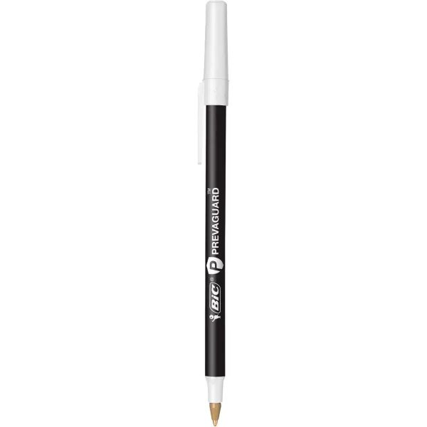 BIC PrevaGuard Round Stic Ballpoint Pen With Builtin Protection To Suppress Bacteria Growth Medium Point 10 mm Black 60Count60 Count Pack of 2