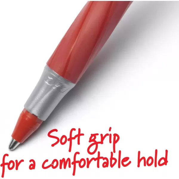 BIC Round Stic Grip Xtra Comfort Ballpoint Pen Medium Point 12mm Red 12Count12 Count Pack of 1