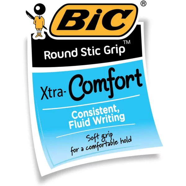 BIC Round Stic Grip Xtra Comfort Ballpoint Pen Medium Point 12mm Red 12Count12 Count Pack of 1