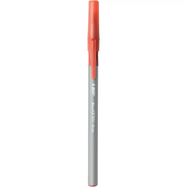 BIC Round Stic Grip Xtra Comfort Ballpoint Pen Medium Point 12mm Red 12Count12 Count Pack of 2