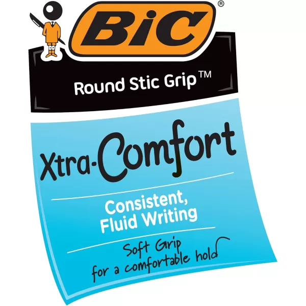 BIC Round Stic Grip Xtra Comfort Ballpoint Pen Medium Point 12mm Red 12Count12 Count Pack of 2
