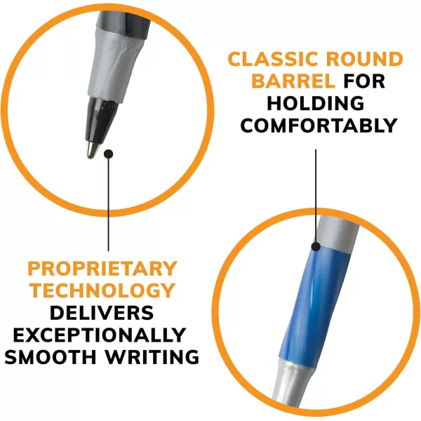BIC Round Stic Grip Xtra Comfort Ballpoint Pens Medium Point 12mm Ink Pens Black ampamp Blue Soft Grip For Added Comfort And Control 36Count GSMG361AST