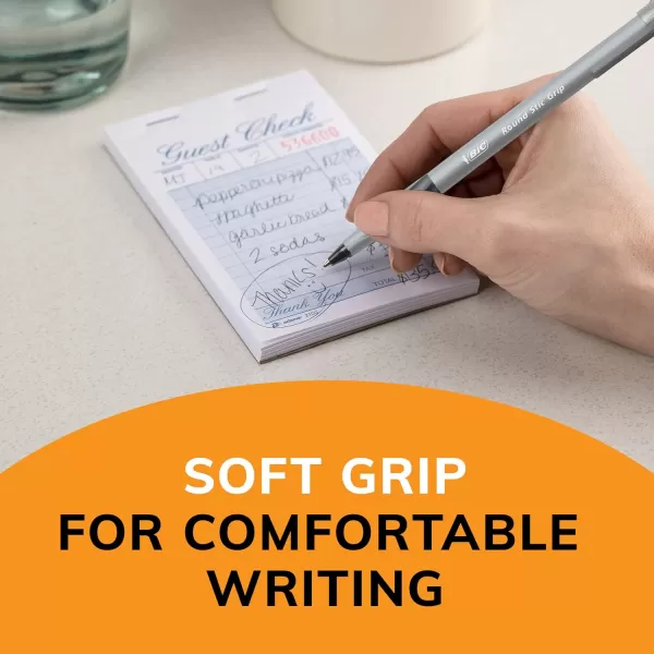 BIC Round Stic Grip Xtra Comfort Black Ballpoint Pens Medium Point 12mm 36Count Pack Perfect Writing Pens With Soft Grip for Superb Comfort and Control