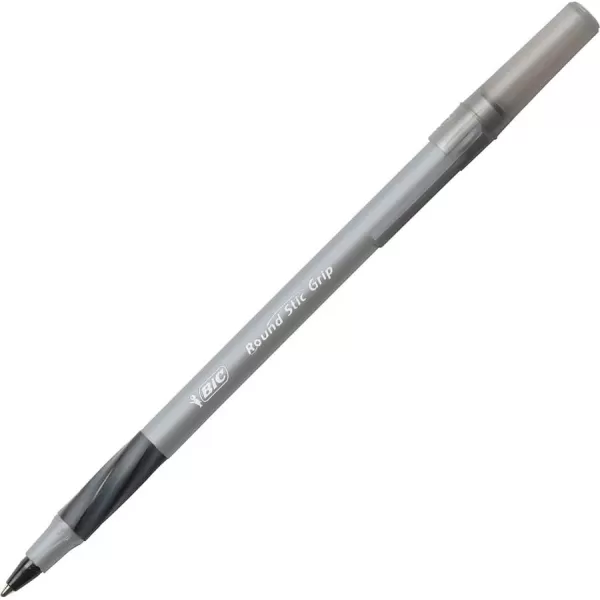 BIC Round Stic Grip Xtra Comfort Black Ballpoint Pens Medium Point 12mm 36Count Pack Perfect Writing Pens With Soft Grip for Superb Comfort and Control