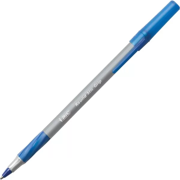 BIC Round Stic Grip Xtra Comfort Blue Ballpoint Pens Medium Point 12mm 36Count Pack Excellent Writing Pens With Soft Grip for Superb Comfort and Control