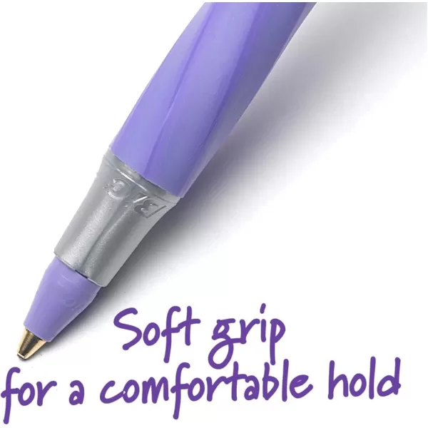 BIC Round Stic Grip Xtra Comfort Fashion Ball Point Pen Purple 12 PackPen