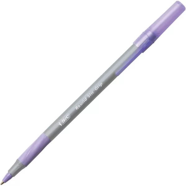 BIC Round Stic Grip Xtra Comfort Fashion Ball Point Pen Purple 12 PackPen