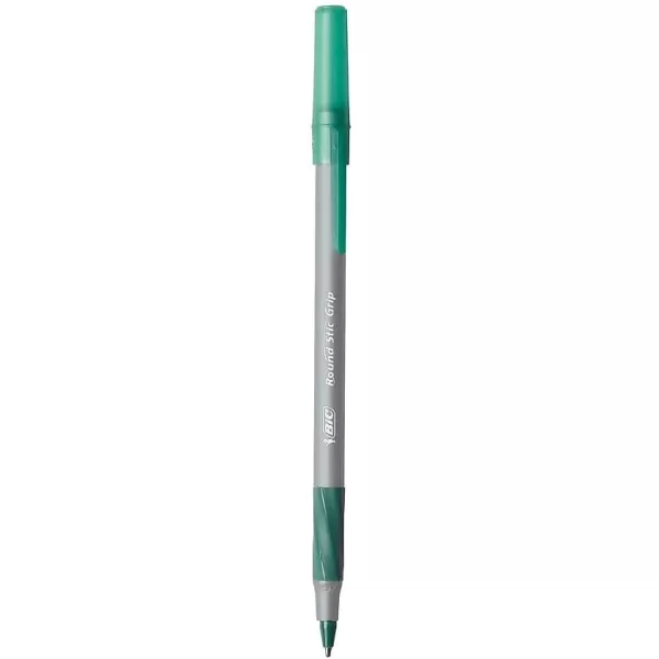 BIC Round Stic Grip XtraComfort Medium Ball Point Pen Green 12 PackPen