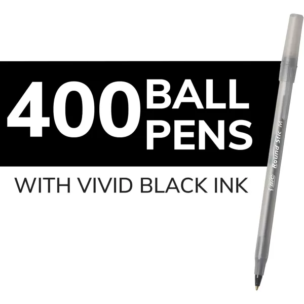 BIC Round Stic Xtra Life Ball Pen Medium Point 10mm Assorted Colors 240CountBlack