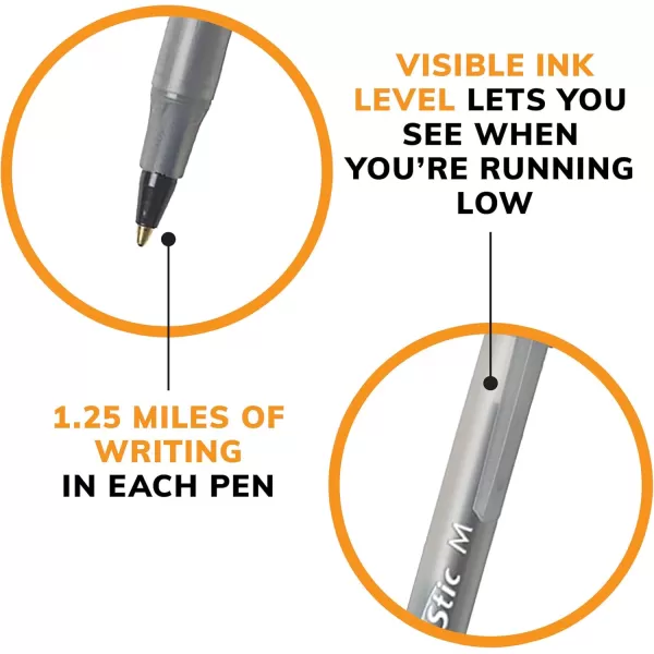 BIC Round Stic Xtra Life Ballpoint Pen Medium Point 10mm Black 10CountBlack