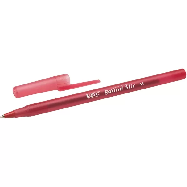 BIC Round Stic Xtra Life Ballpoint Pen Medium Point 10mm Black 10CountRed