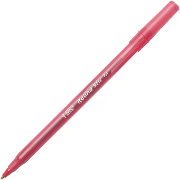 BIC Round Stic Xtra Life Ballpoint Pen Medium Point 10mm Black 10CountRed