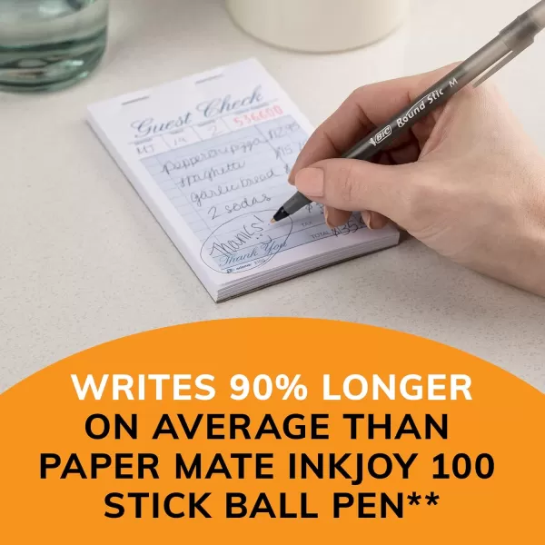 BIC Round Stic Xtra Life Ballpoint Pens Medium Point 10mm Black 60Count Pack Flexible Round Barrel For Writing Comfort Perfect Teacher Appreciation GiftsBlack