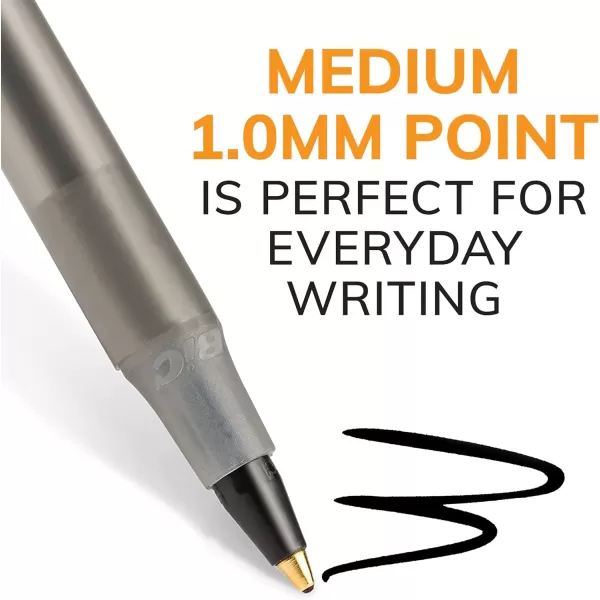 BIC Round Stic Xtra Life Ballpoint Pens Medium Point 10mm Black 60Count Pack Flexible Round Barrel For Writing Comfort Perfect Teacher Appreciation GiftsBlack