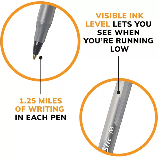 BIC Round Stic Xtra Life Ballpoint Pens Medium Point 10mm Black 60Count Pack Flexible Round Barrel For Writing Comfort Perfect Teacher Appreciation GiftsBlack