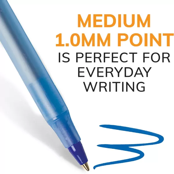 BIC Round Stic Xtra Life Blue Ballpoint Pens Medium Point 10mm 144Count Pack of Bulk Pens Flexible Round Barrel for Writing Comfort No 1 Selling Ballpoint Pens